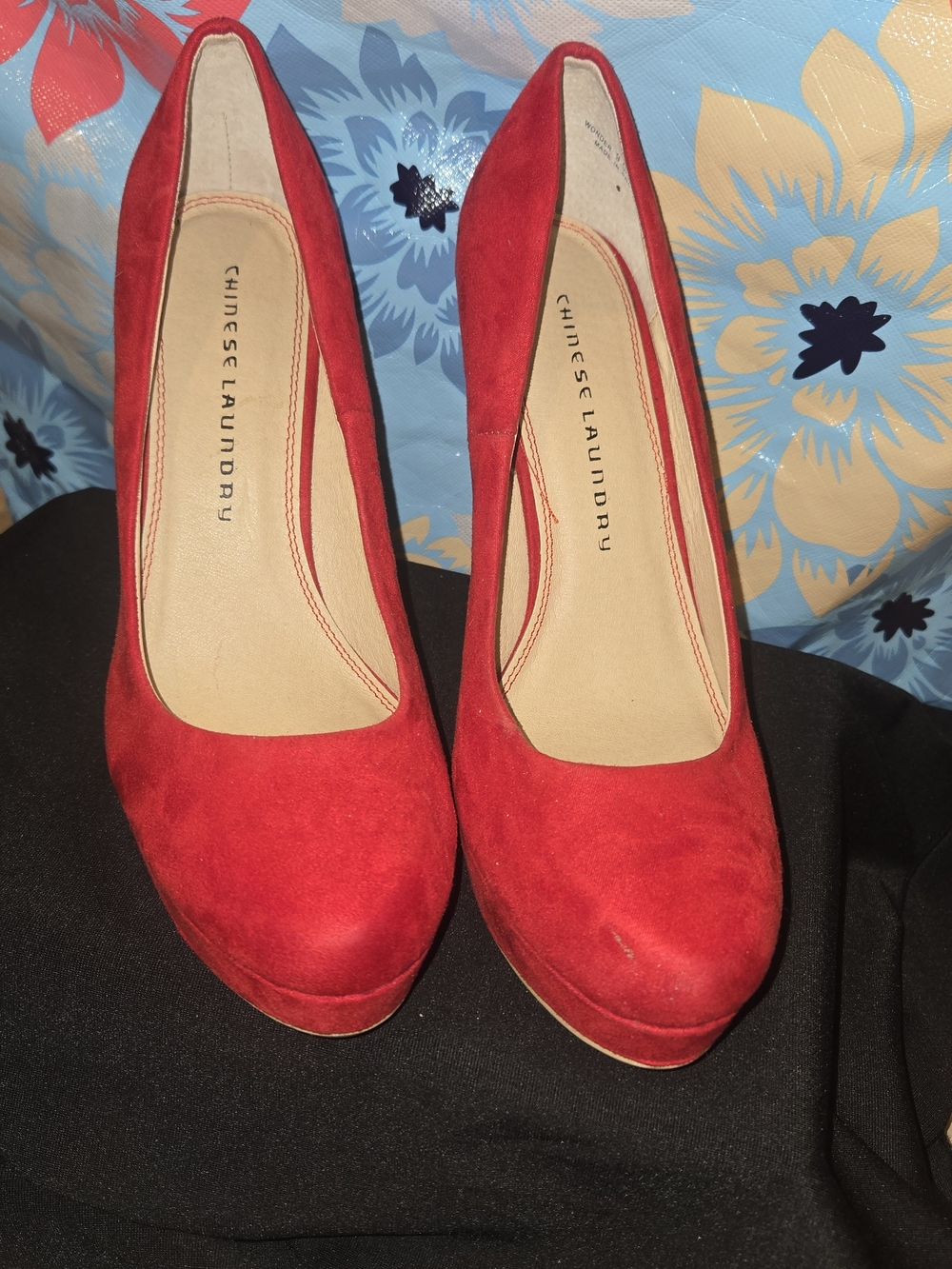 Chinese Laundry Red Suede Platform Pumps